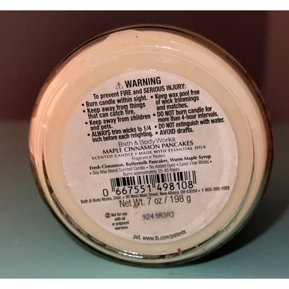 NEW Bath & Body Maple Cinnamon Pancakes Scented Candle 7 Oz Jar Essential Oils‎